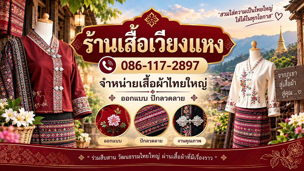 ร้านเสื้อเวียงแหง เสื้อผ้าไทยใหญ่ ปัก เย็บ
